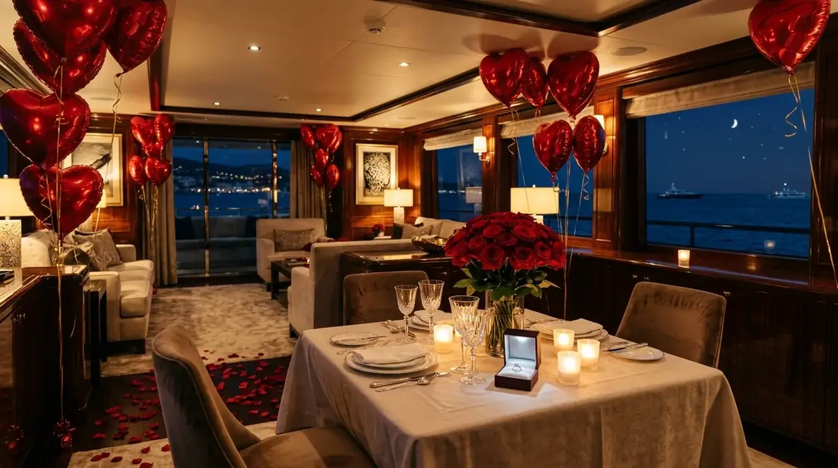 Bodrum Yat içi romantik mumlu masa