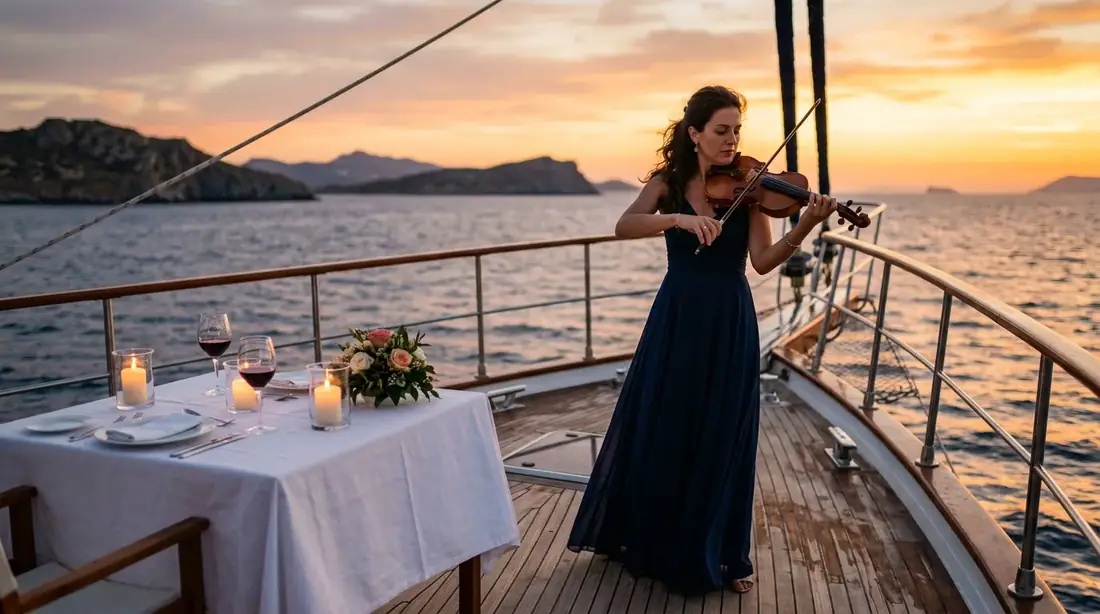 Bodrum Yatta canlı kemancı eşliğinde teklif