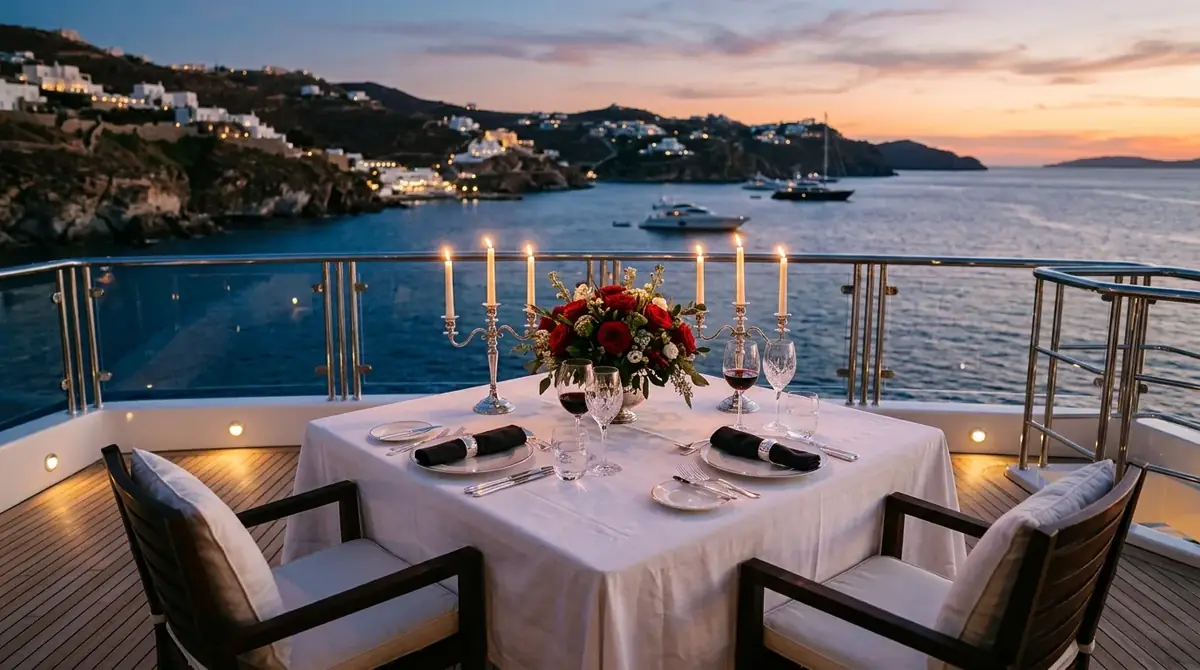 Bodrum Yatta VIP akşam yemeği masası