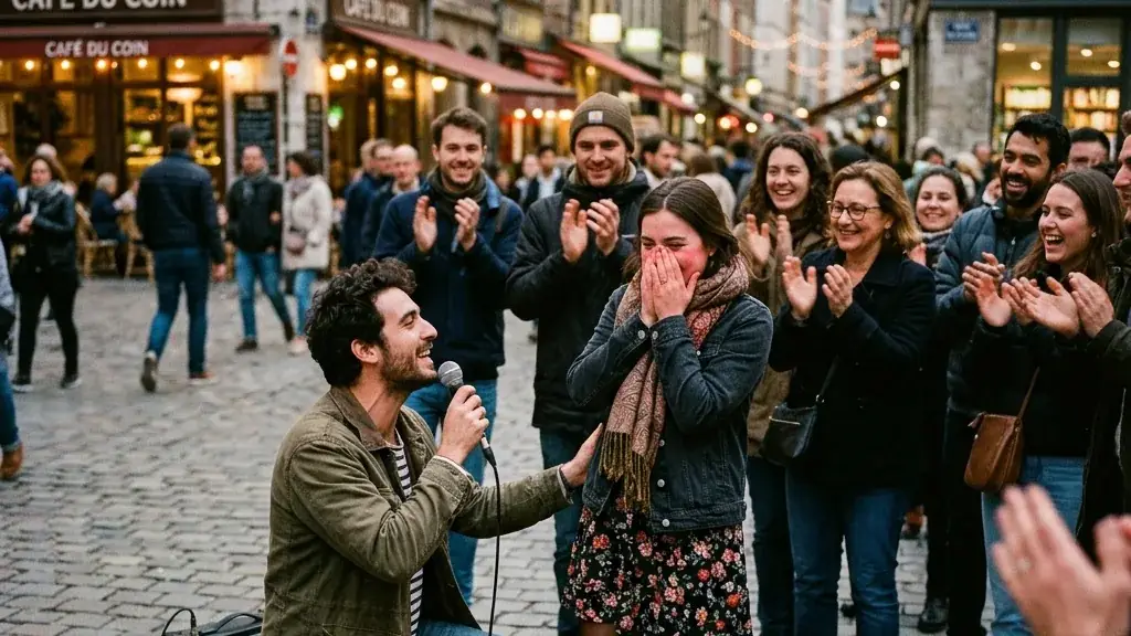 Caddede Müzikli & Şiirli Evlilik Teklifi